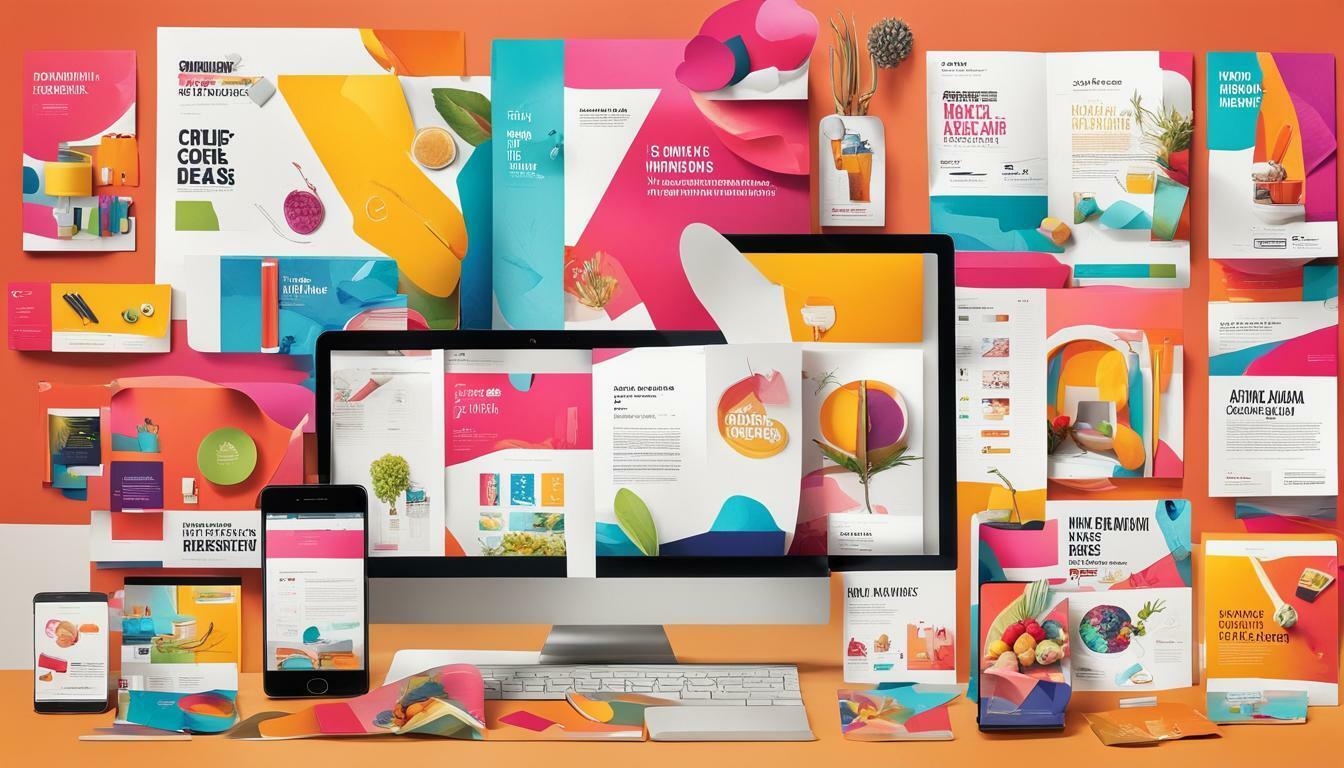 Colorful branded design collage
