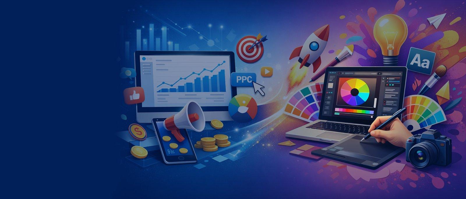 Digital marketing creative illustration